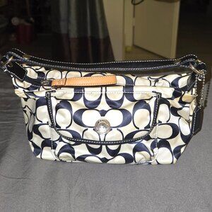Satin black/white Coach pouch 6548